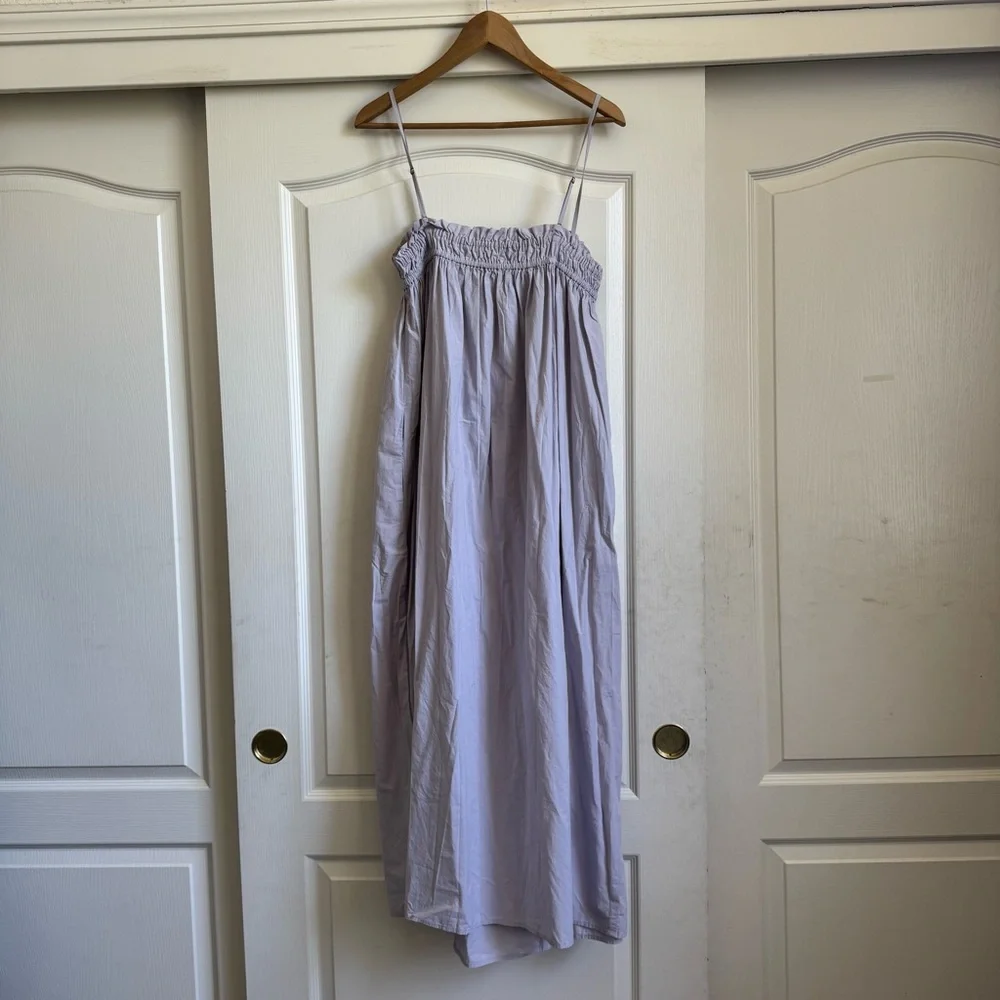 Madewell Lavender Poplin Ruffle A-Line Midi Dress - Picture 5 of 7